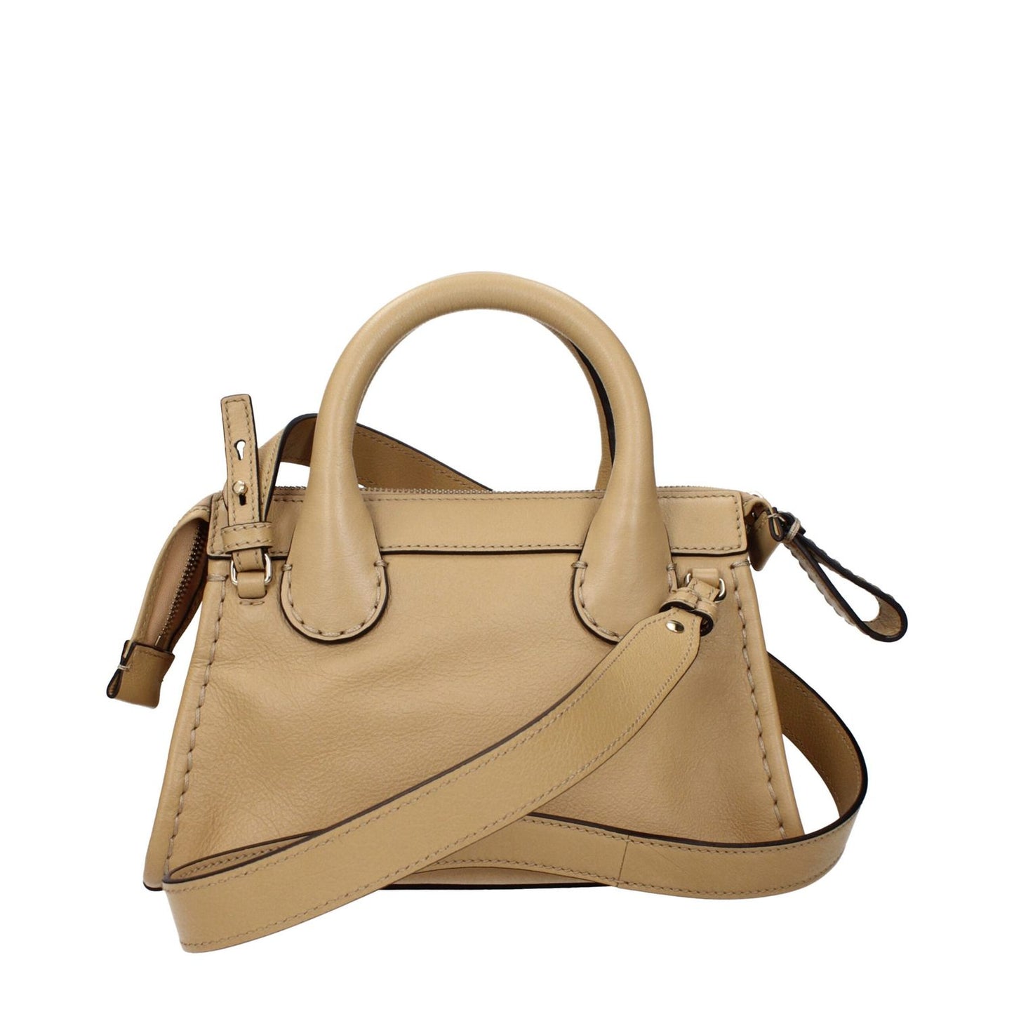 Chloé Beige Leather Handbag with adjustable and removable shoulder strap featuring front logo, MPN CHC21WS451F43275, code F84922.