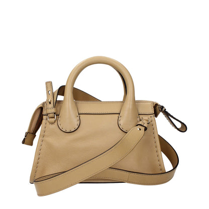 Chloé Beige Leather Handbag with adjustable and removable shoulder strap featuring front logo, MPN CHC21WS451F43275, code F84922.