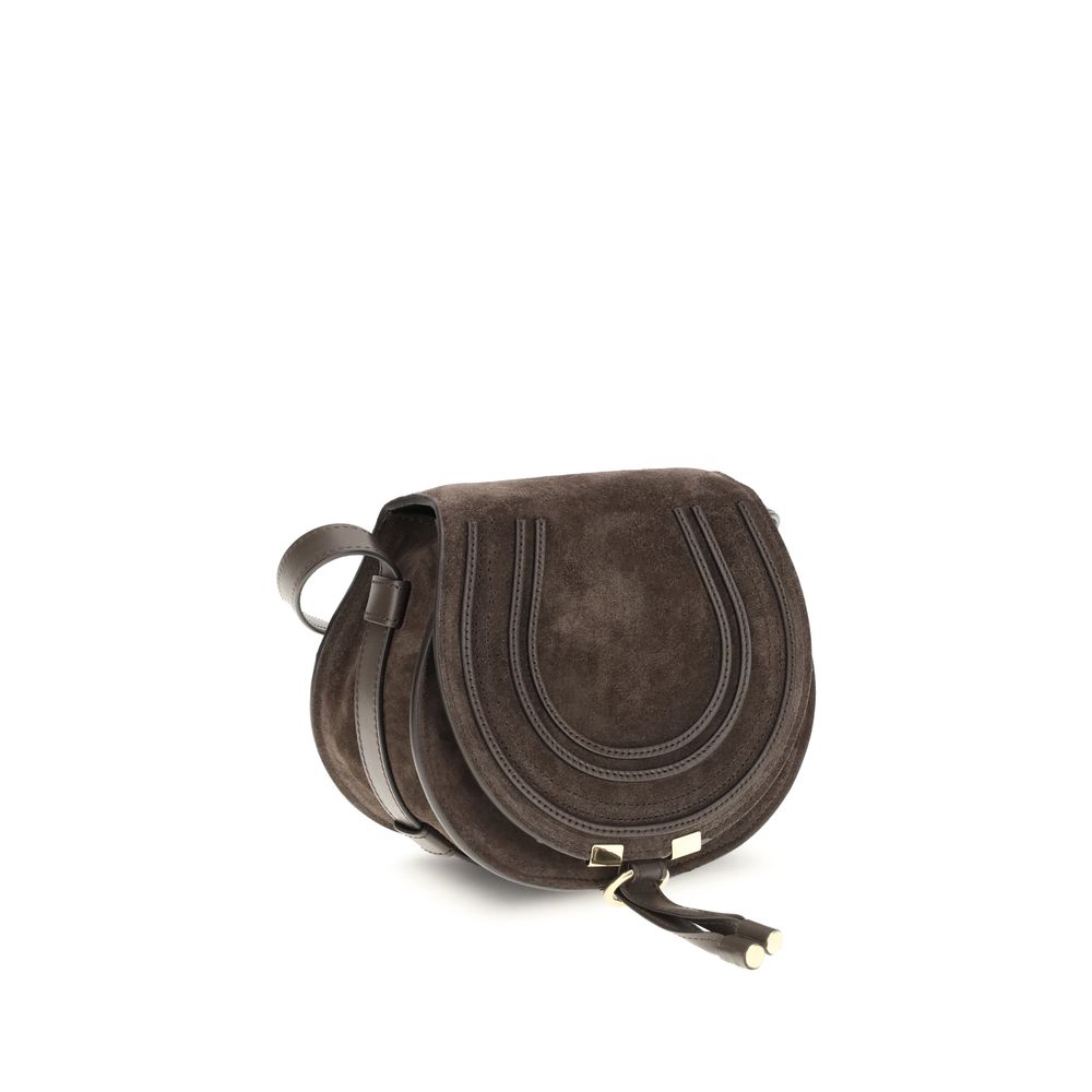 Chloé Brown Calf Leather Bos Taurus Shoulder Bag with curved silhouette and tassel embellishments.