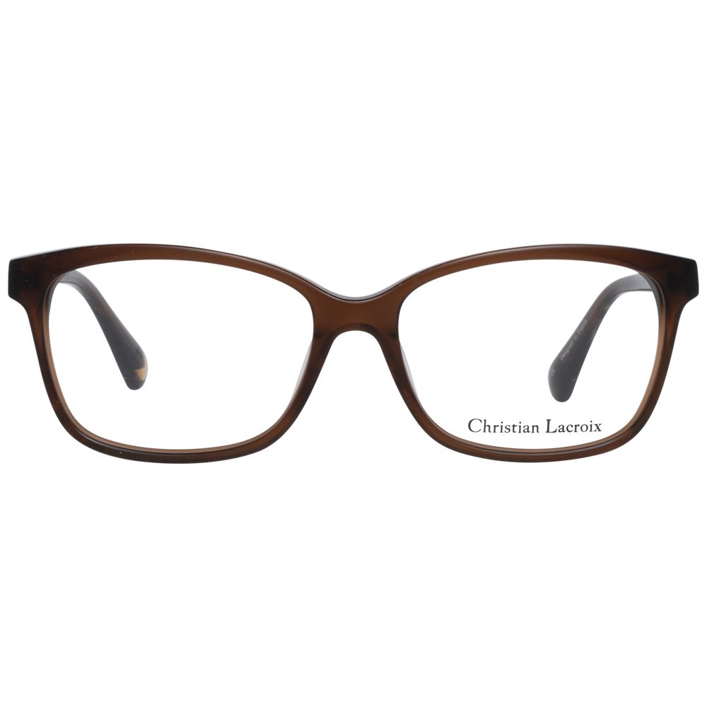 Christian Lacroix Brown Plastic Glasses (Frames), women's trapezium style, full-rim, size 53-15-140 mm, with branded case.