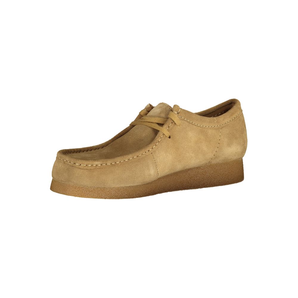 Clarks Beige Suede Men Sneaker with lace-up design and removable footbed, perfect for comfort and style in casual luxury.
