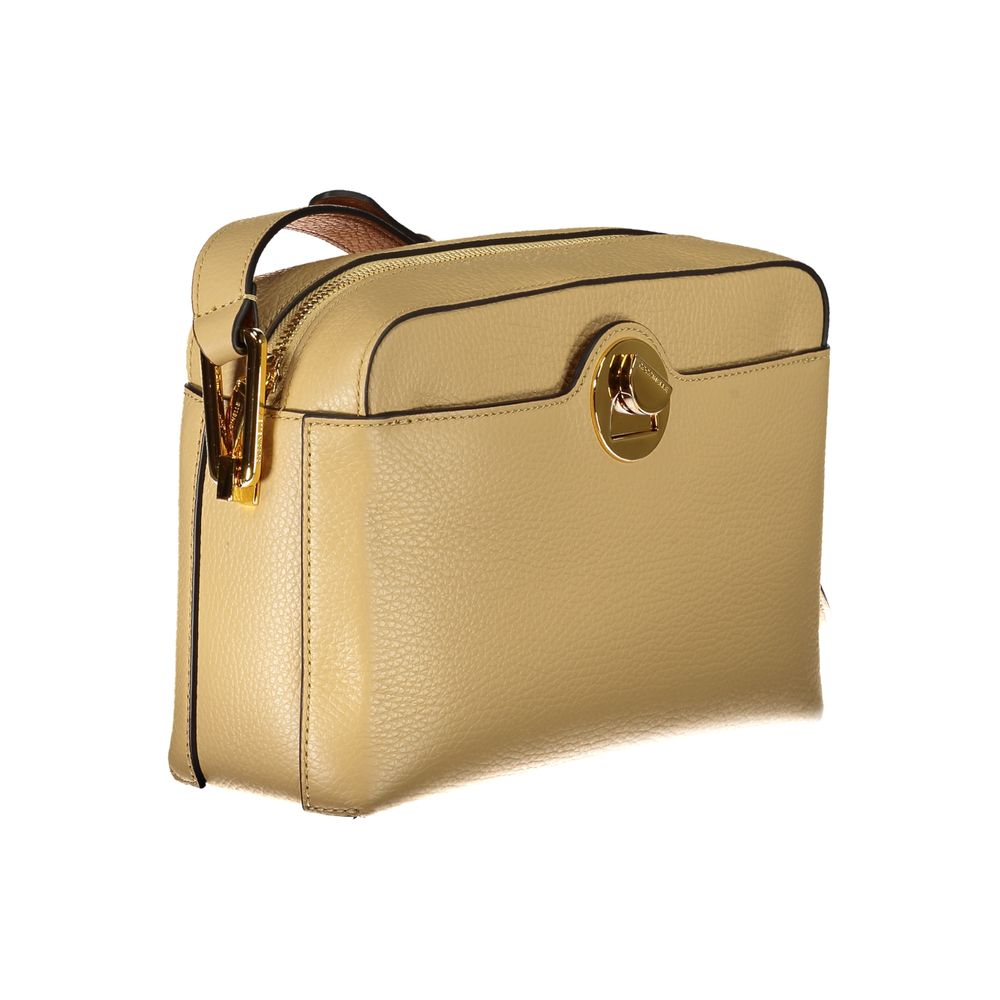 Coccinelle Beige Leather Handbag with adjustable strap, external and internal pockets, contrasting details, zip and swivel closure.