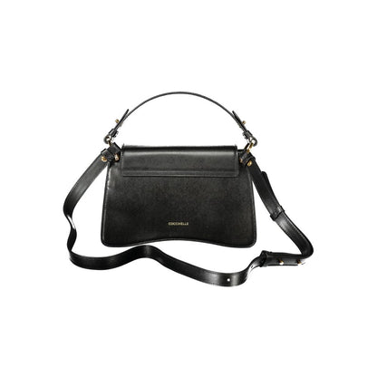 Coccinelle Black Leather Women Handbag with adjustable strap and sleek design, featuring brand logo - luxury and practicality combined.