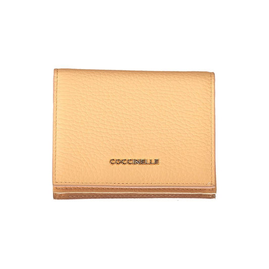 Coccinelle Orange Leather Wallet with coin purse, card slots, zip and automatic closure.