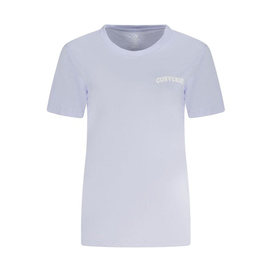 Converse Purple Cotton Women T-Shirt, slim-fit crew neck with iconic logo, perfect for casual style.
