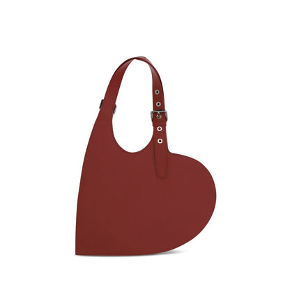 Coperni Bordeaux Calf Leather Bos Taurus Shoulder Bag with heart shape and belted handle, AW25, unique edgy design.