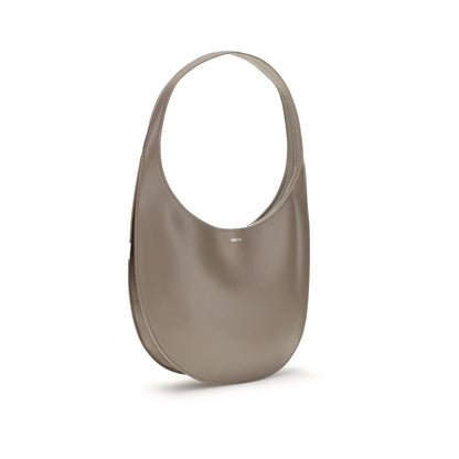 Coperni Brown Calf Leather Bos Taurus Shoulder Bag with compact shape and soft finish, featuring zipper closure and front logo.
