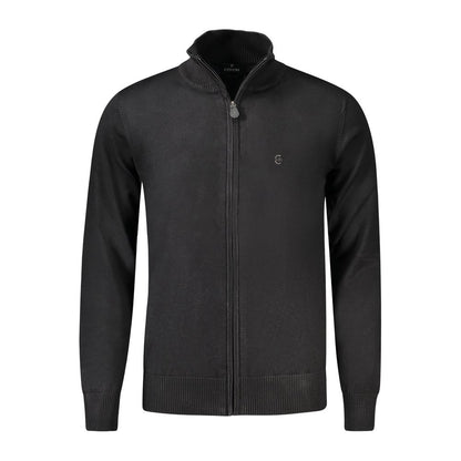 Coveri Moving Black Nylon Sweater - Long sleeve cardigan with zip closure, logo, and embroidery.