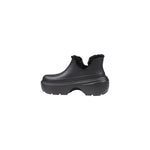 Crocs Black Croslite Ankle boots with lined interior, ideal for casual wear and warmth in cold weather.