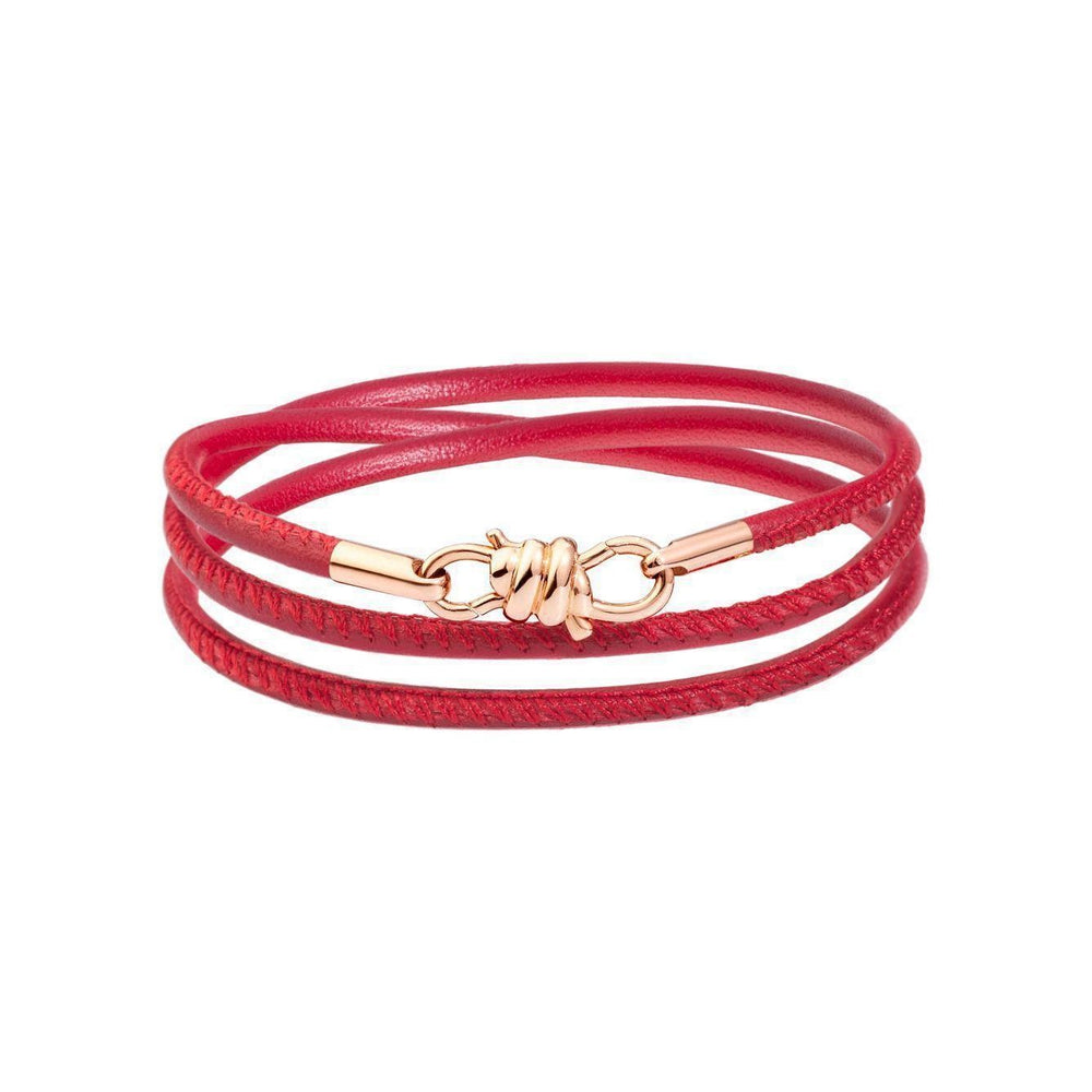 DODO Mod. DBB9008KNOT0LEB9RS Gold 9kt unisex bracelet in rose gold with red band, elegant accessory for all genders.