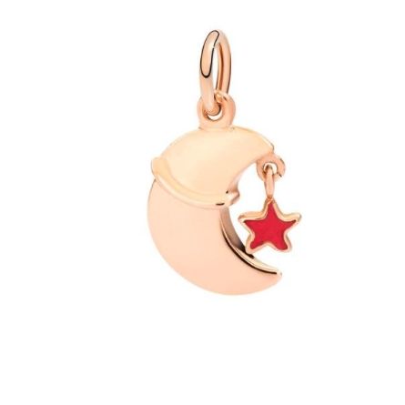 DODO Mod. DMB9023EVMOOERO9R Gold 9kt unisex moon and star ciondolo pendant in gold with red star detail.
