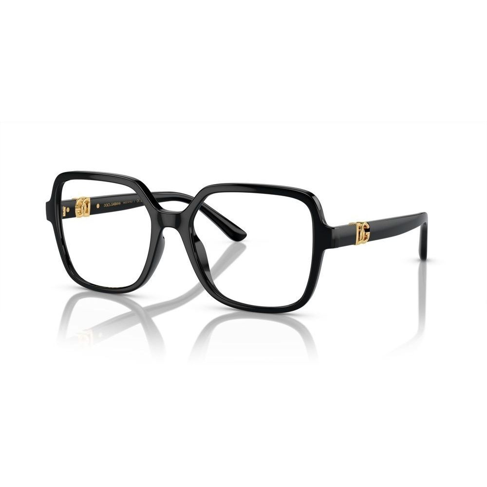 DOLCE & GABBANA MOD. DG 5105U black lady eyeglasses with gold accents, stylish square frame design for women.