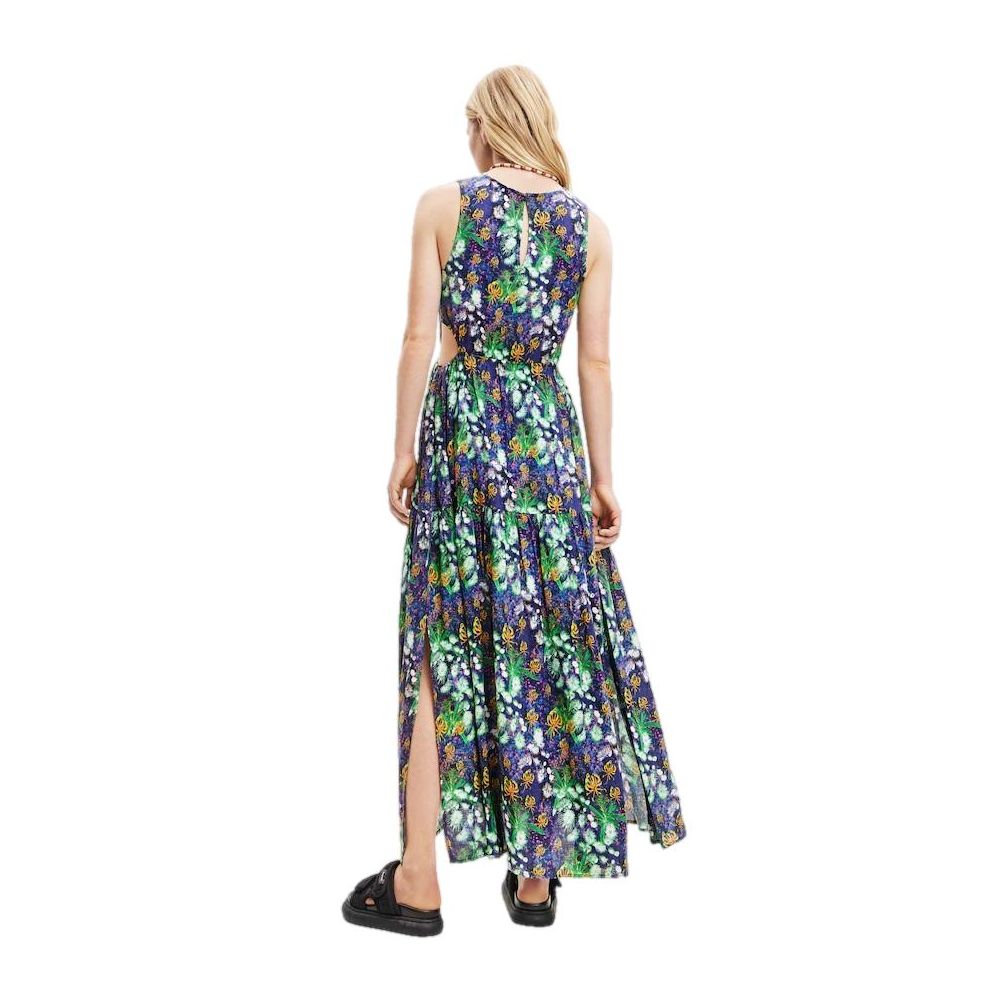 Desigual Blue Viscose Long Dress