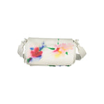 Desigual White Polyethylene Handbag with floral pattern, removable chain handle, adjustable strap, contrast details, and logo.