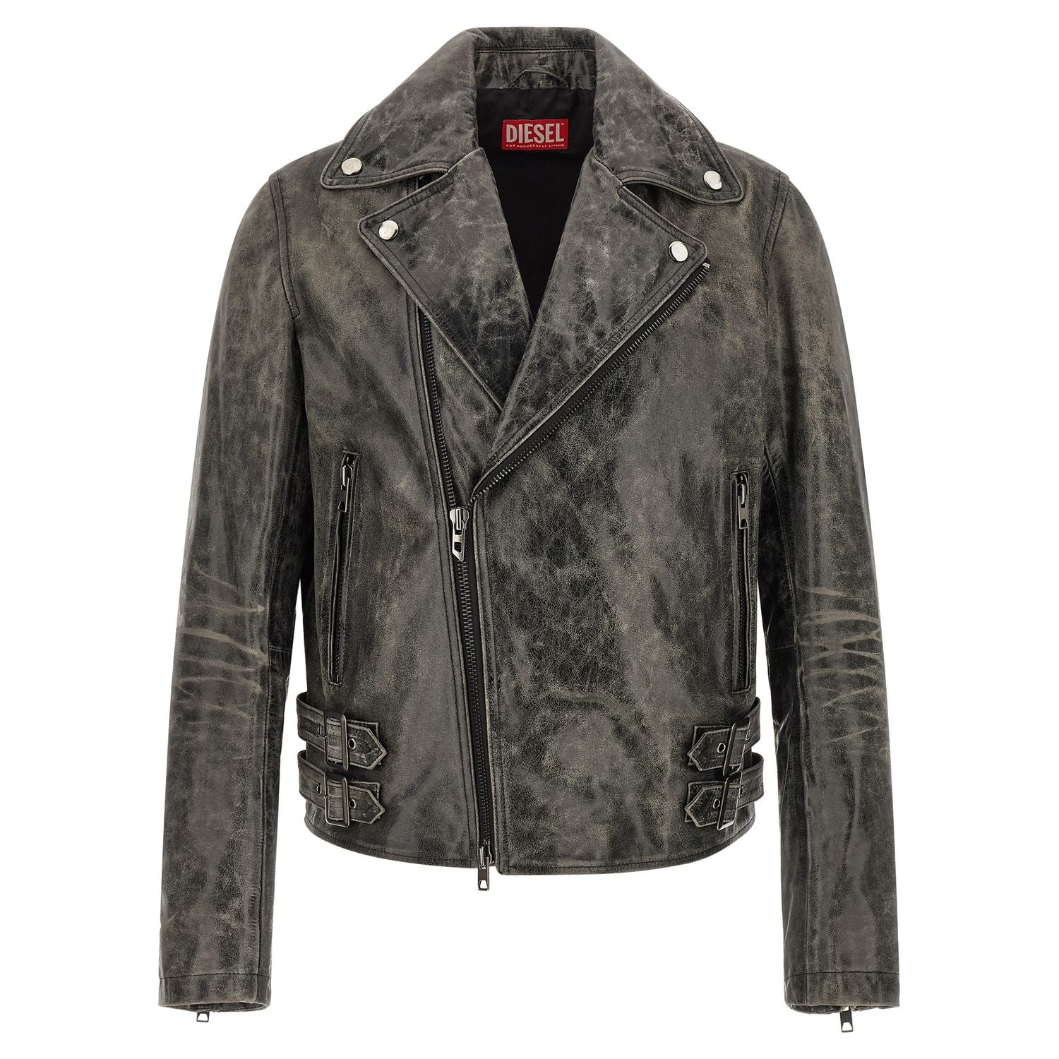 Diesel Gray Cowhide Leather Jacket