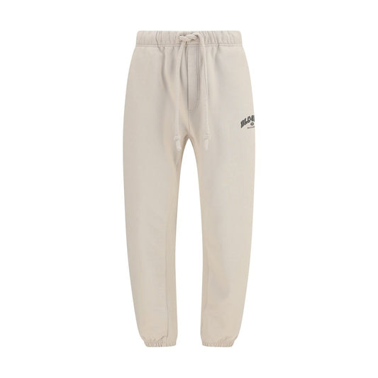 Dolce & Gabbana Beige Cotton Athletic Pants with elastic waistband and hem, featuring front welt pockets and a zipped back pocket.