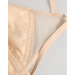 Dolce & Gabbana Beige Nylon Triangle Soft Cup Brassiere Underwear close-up showing fabric and stitch detail.