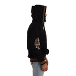 Side view of Dolce & Gabbana Black Brown Leopard Cotton Hooded Pullover Sweater with logo detail, made in Italy.