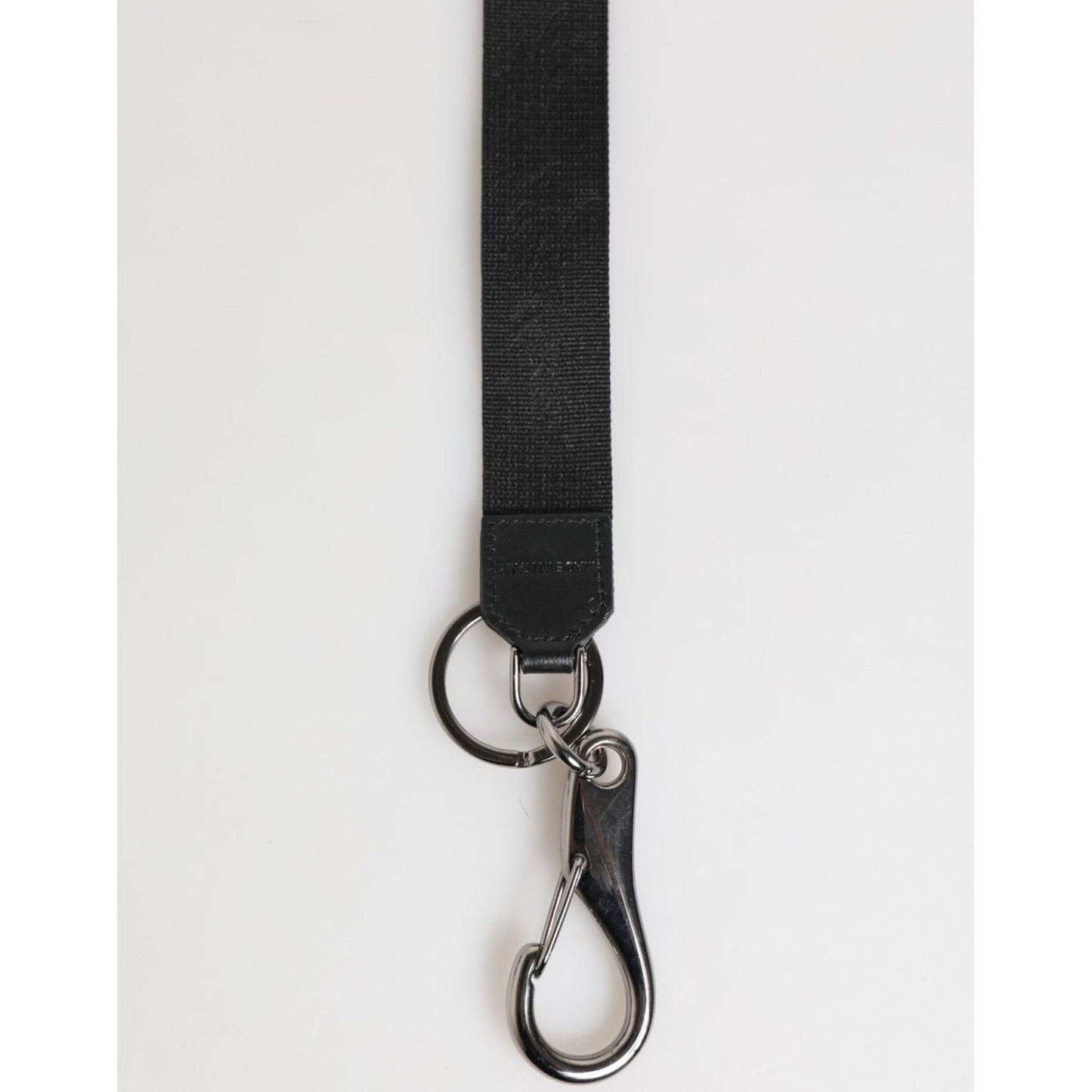Dolce & Gabbana Black Burgundy Polyester DG Logo Men Keychain Keyring with polished metal hardware.