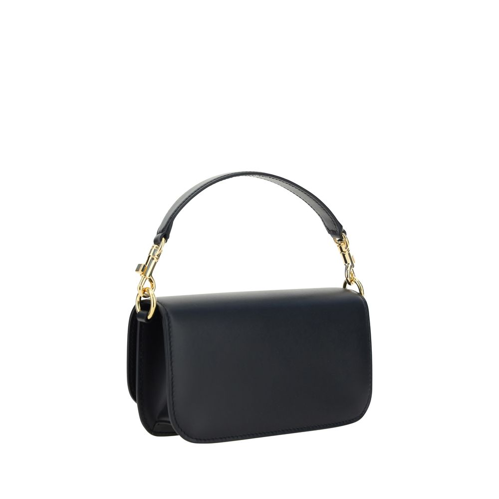 Dolce & Gabbana Black Calf Leather Bos Taurus Handbag with chain and leather straps
