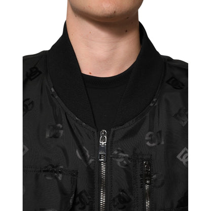 Dolce & Gabbana Black Cargo Windbraker Logo Mania Jacket