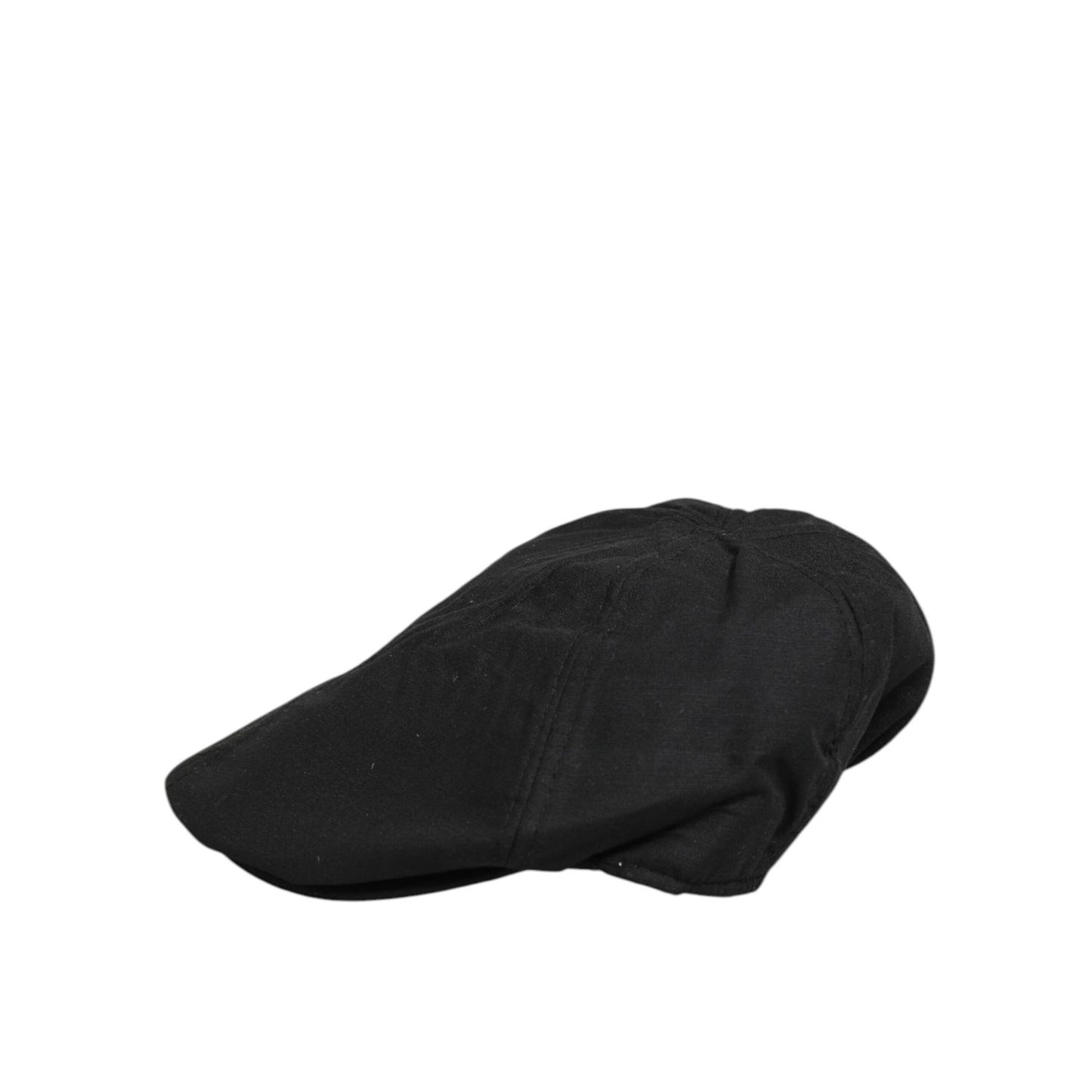 Dolce & Gabbana Black Cotton DG Logo Newsboy Cloth Capello Hat with paneled crown and short brim