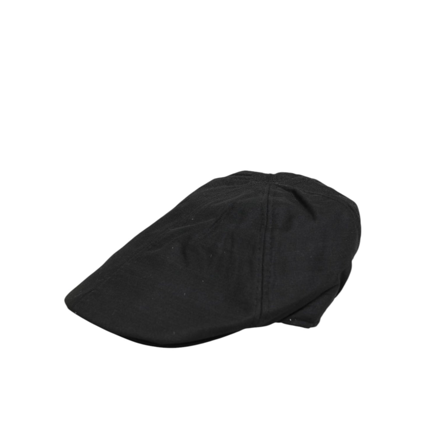 Dolce & Gabbana Black Cotton DG Logo Newsboy Cloth Capello Hat, classic paneled crown, subtle DG logo, vintage sophistication