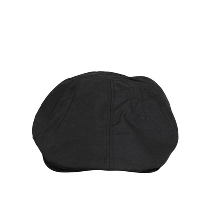 Dolce & Gabbana Black Cotton DG Logo Newsboy Cloth Capello Hat rear view