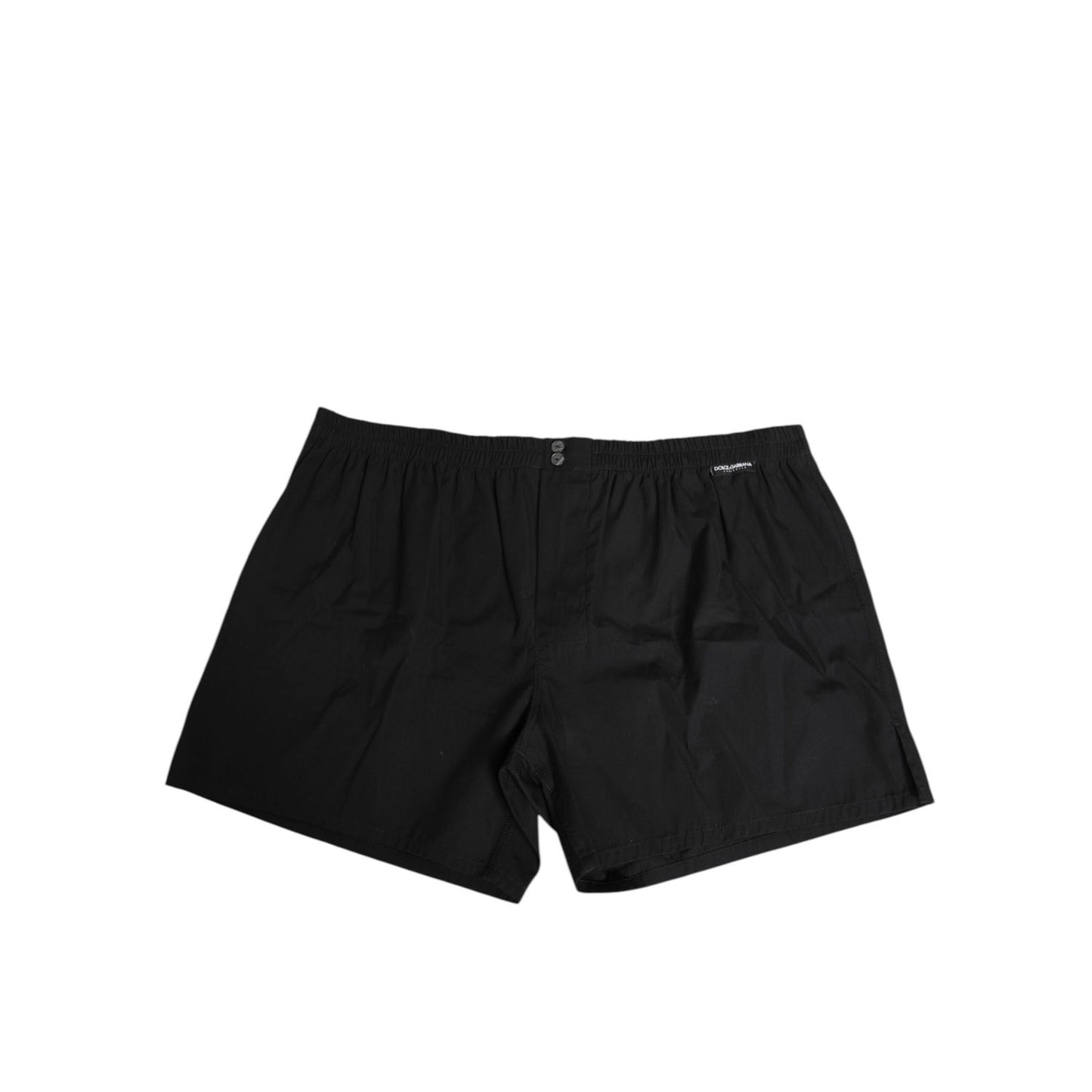 Dolce & Gabbana Black Cotton Elastic Waistband Button Swimwear, featuring a comfortable fit and refined Italian craftsmanship.