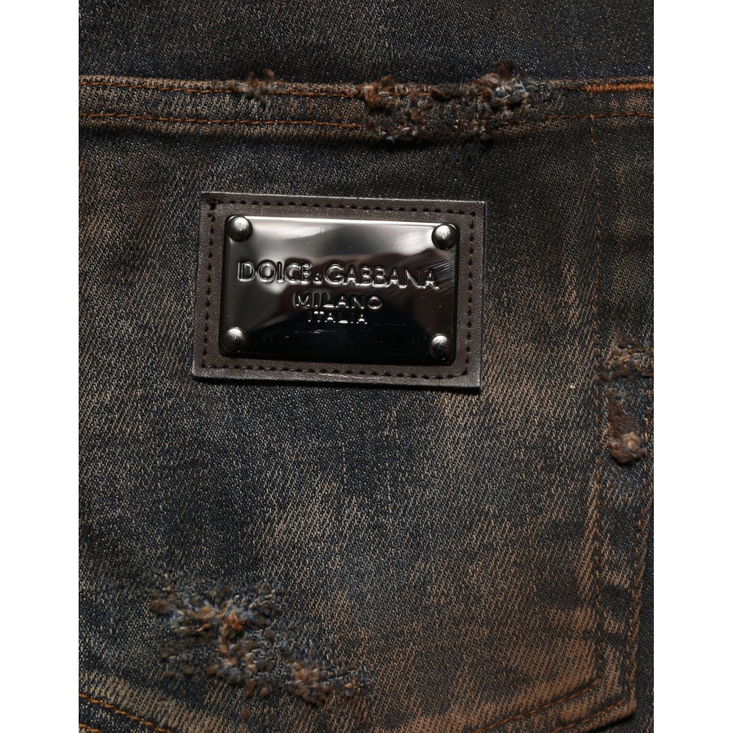 Dolce & Gabbana Black Cotton Skinny Tattered Men Denim Jeans
