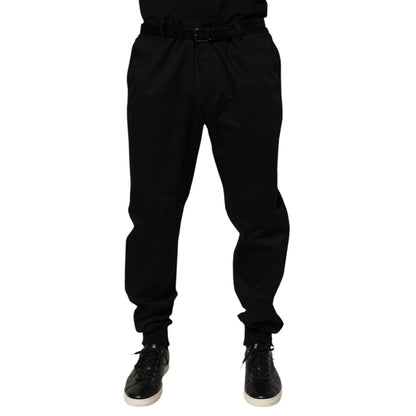 Dolce & Gabbana Black Cotton Stretch Casual Trouser Pants