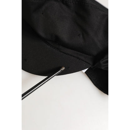 Dolce & Gabbana Black Cotton Stretch Newsboy Cloth Capello Hat detailing on inner lining with subtle DG logo accent.