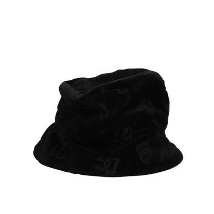 Dolce & Gabbana Black Cotton Suede Bucket Logo Capello Hat with subtle logo accent.
