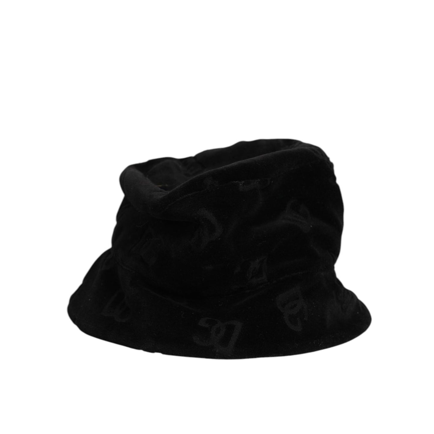 Dolce & Gabbana Black Cotton Suede Bucket Logo Capello Hat with subtle logo accent, perfect for designer streetwear.