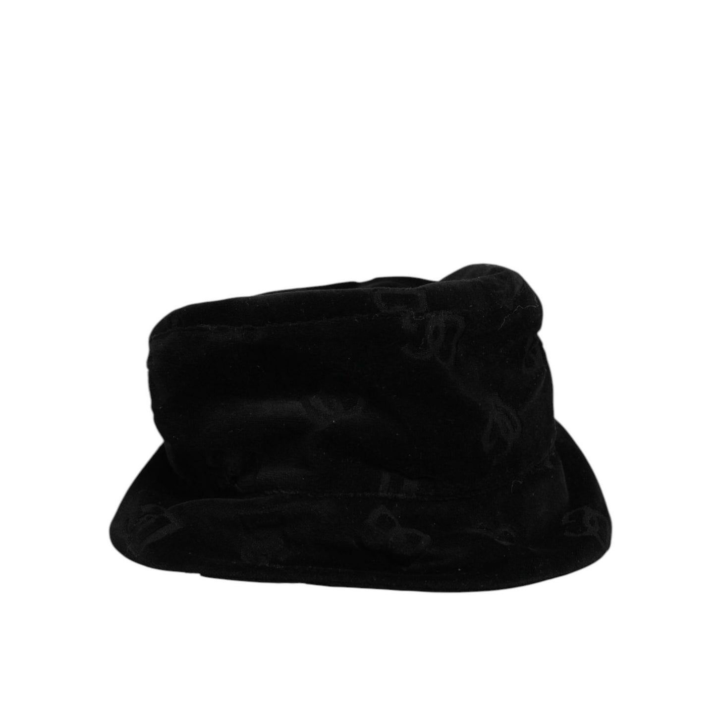 Dolce & Gabbana Black Cotton Suede Bucket Logo Capello Hat with luxury suede detail in classic silhouette