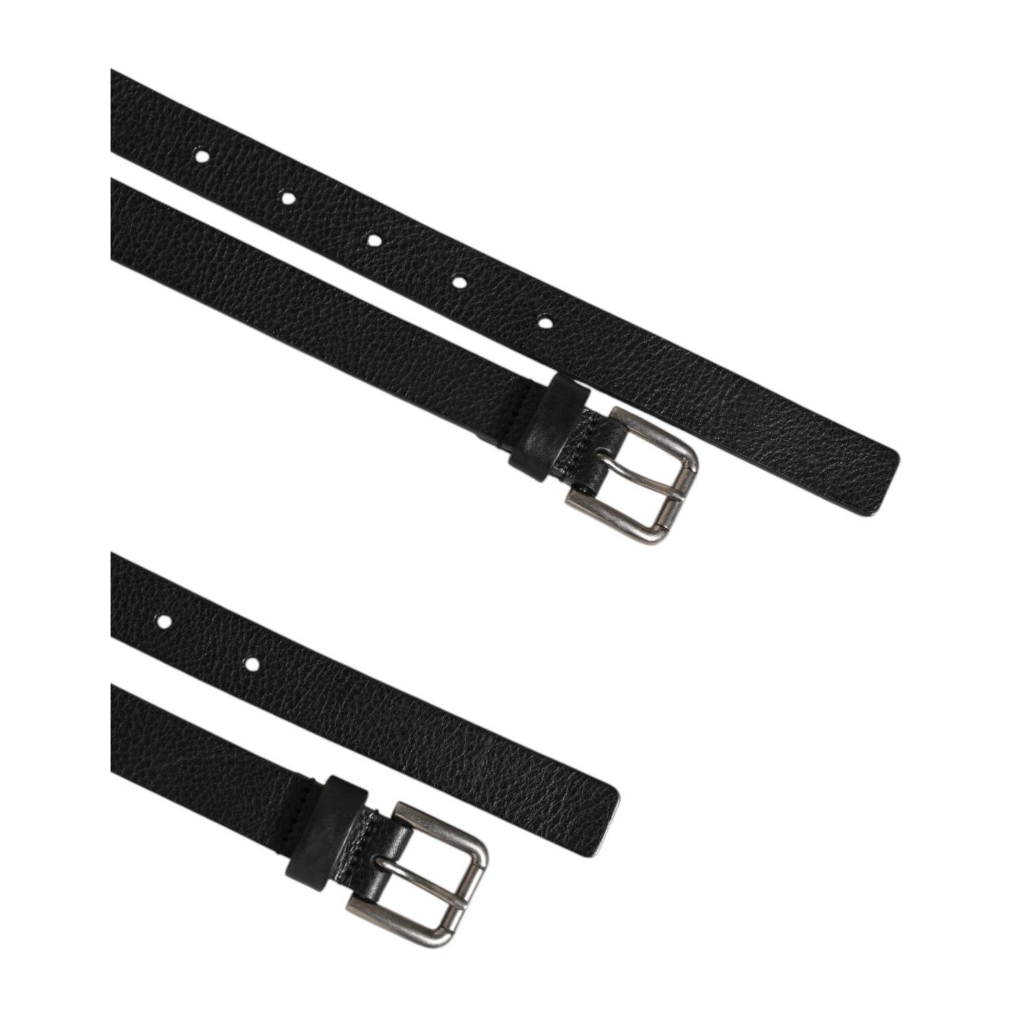Dolce & Gabbana Black Double Strap Leather Gold Buckle Belt