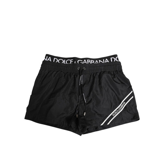 Dolce & Gabbana Black Drawstring Beachwear Men Shorts Swimwear