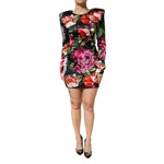Dolce & Gabbana Black Floral Fiori Pittorici Mini Bodycon Dress