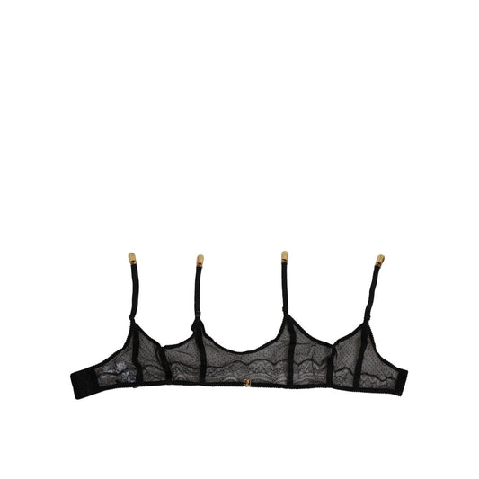Dolce & Gabbana Black Floral Lace Nylon Strap Garter Underwear on display.