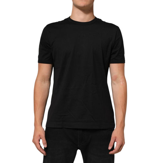 Dolce & Gabbana Black Goodluck 2021 Cotton Crew Neck T-shirt with bold graphic, short sleeves, regular fit, made in Italy.