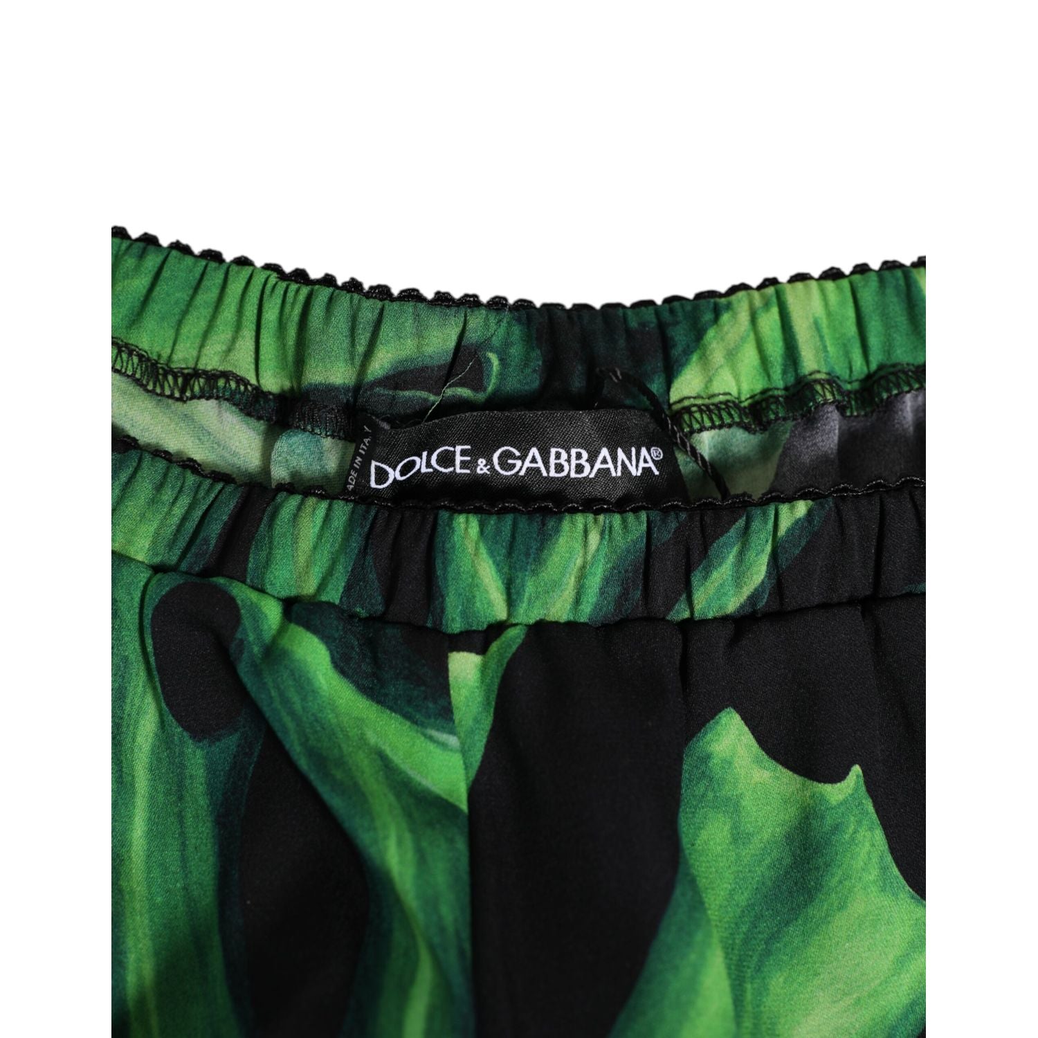 Dolce & Gabbana Black Green Tropical Print Lace Underwear