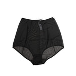 Dolce & Gabbana Black High Waist Mesh Sheer Shapewear Underwear with logo details, made in Italy, showcased against white background.