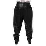 Dolce & Gabbana Black Lamb Leather Trousers Men Pants featuring Italian craftsmanship, sleek silhouette, and subtle logo detailing.