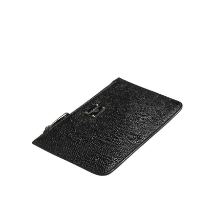 Dolce & Gabbana Black Leather Chain Link Mens Coin Purse Key Clip Holder Wallet