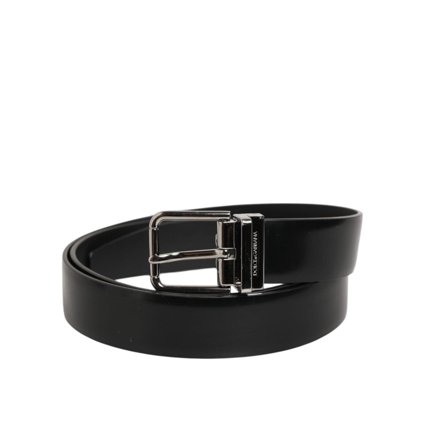 Dolce & Gabbana Black Leather Classic Metal Buckle Men Belt