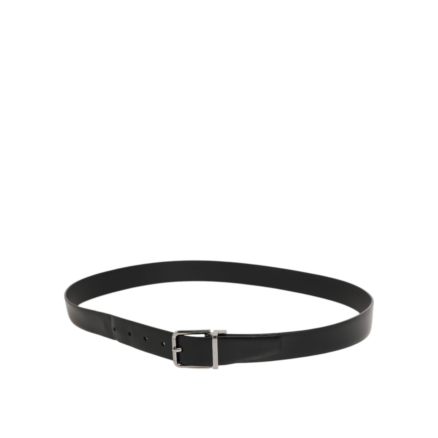 Dolce & Gabbana Black Leather Classic Metal Buckle Men Belt
