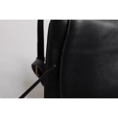 Dolce & Gabbana Black Leather Flap Saddle Shoulder Bag