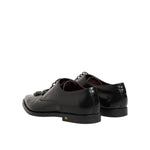 Dolce & Gabbana Black Leather Jeweled Crystals Derby Shoes featuring crystal embellishments on smooth black leather.