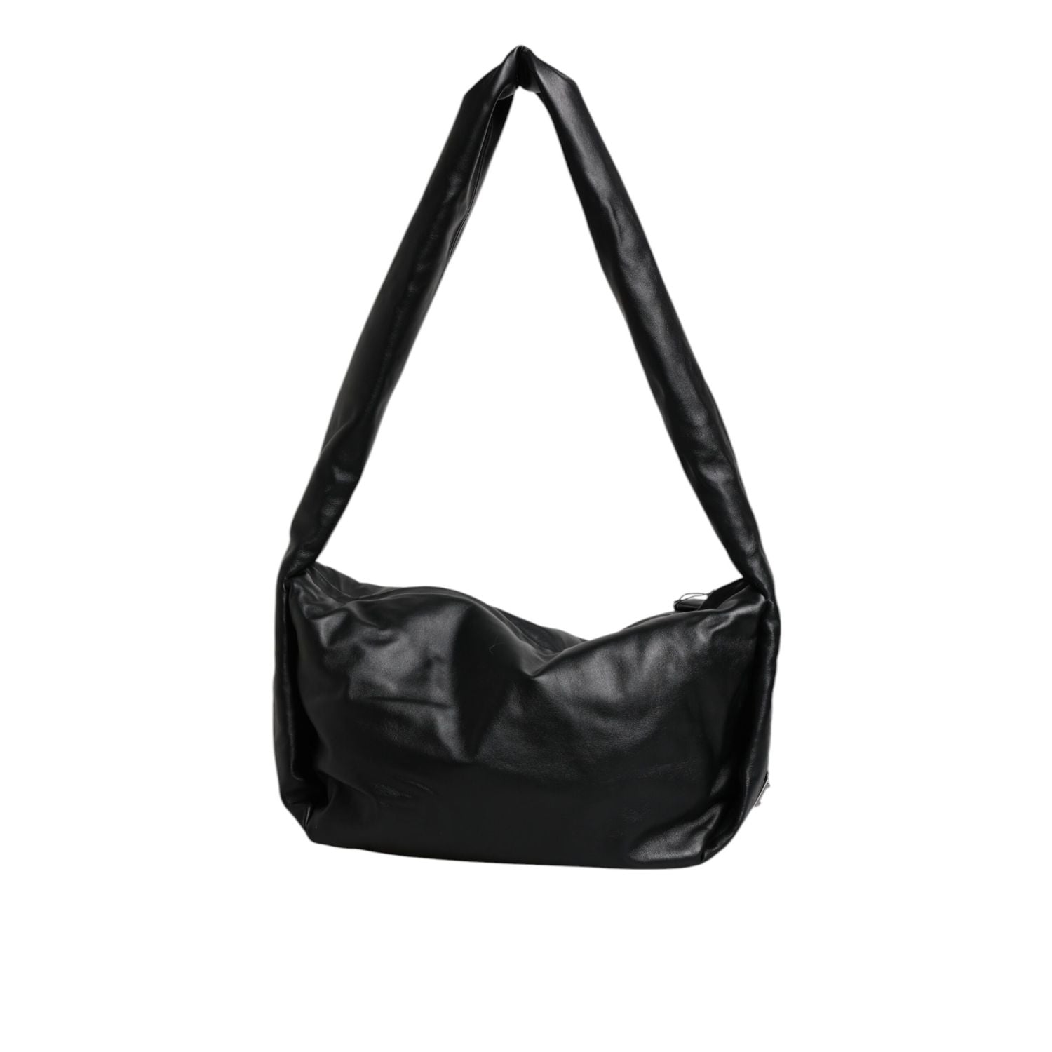 Dolce & Gabbana Black Leather Logo Plaque Shoulder Bag