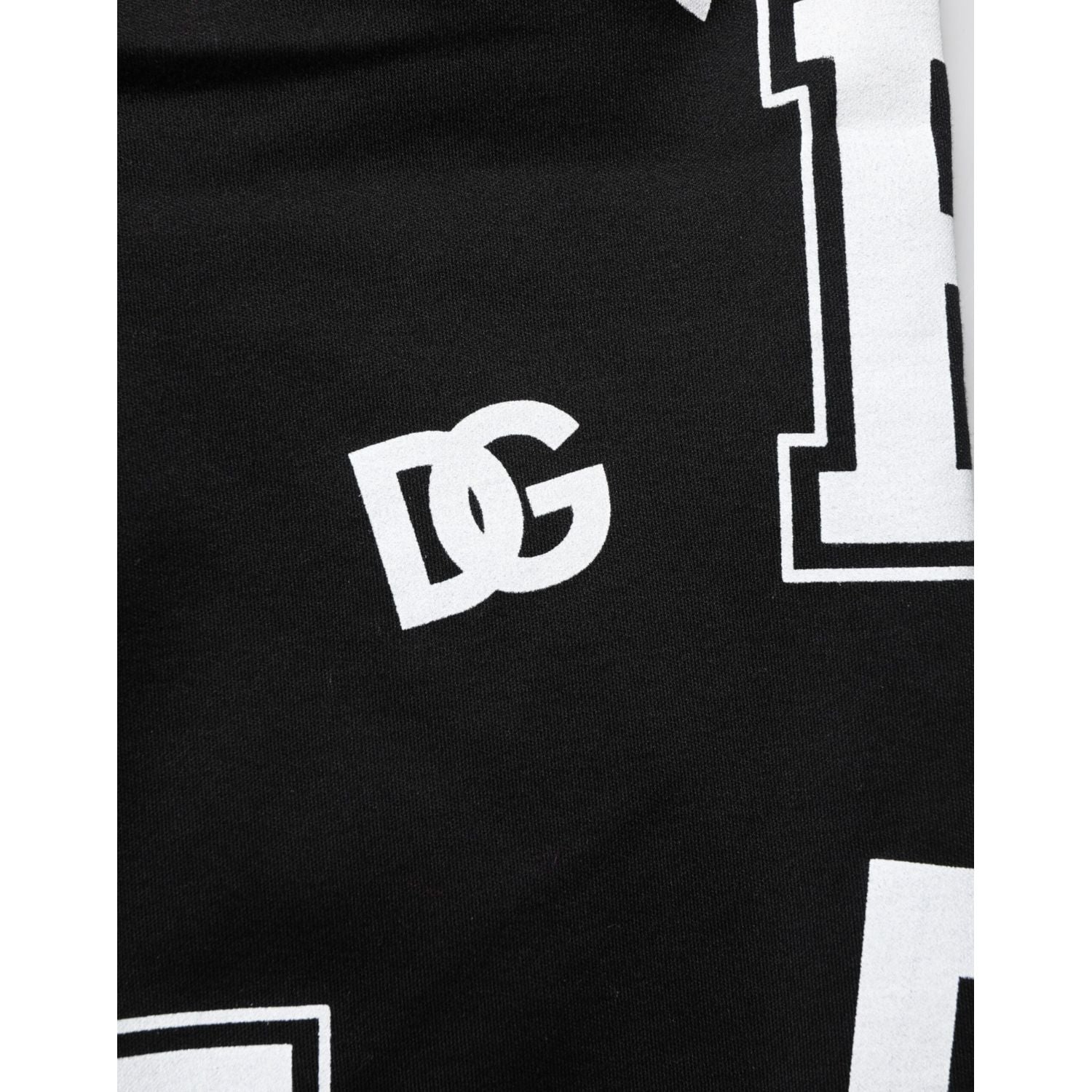 Dolce & Gabbana Black Logo Print Cotton Casual Bermuda Short